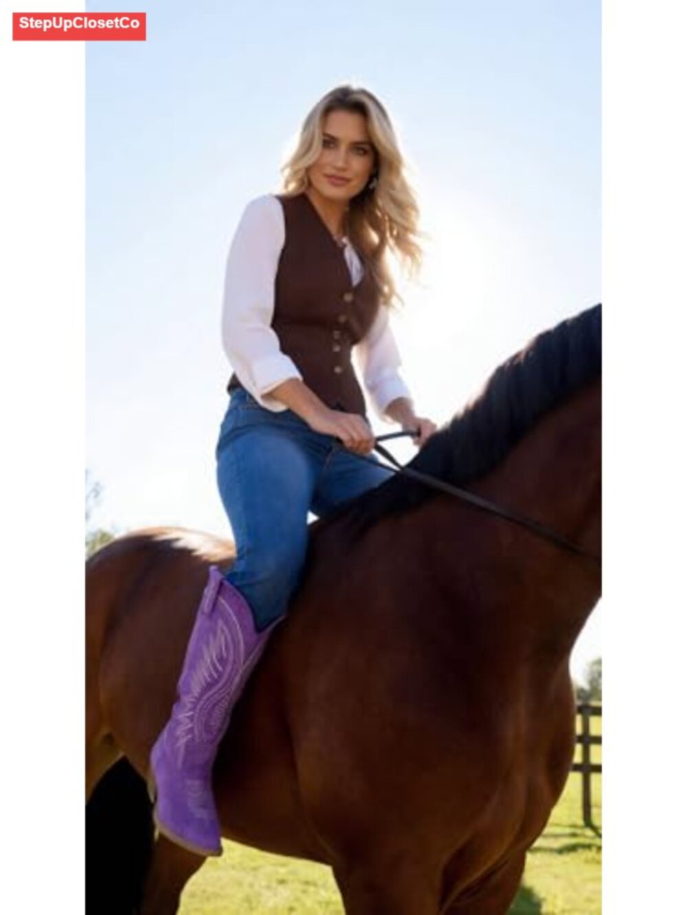 Embroidered Western Cowboy Booties with Chunky Block Heel, Side Zipper Suede - Picture 2 of 6